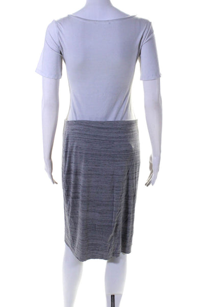 Bailey 44 Womens Striped Elastic Waist Knee Length Pencil Skirt Gray Size M