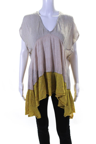 Free People Womens Colorblock Knitted Sleeveless Pullover Blouse Gray Size S