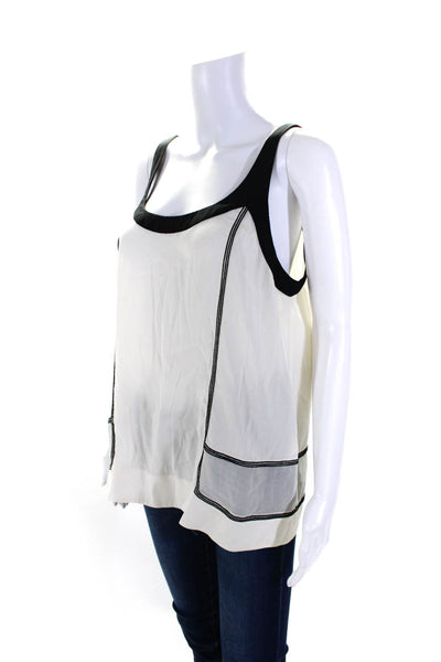 Rag & Bone Womens Sleeveless Scoop Neck Blouse Silk White Size Large