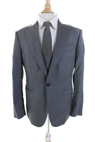 Hackett London Mens Single Button Blazer Jacket Gray Wool Size 40 Regular