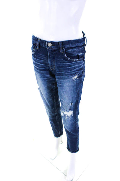 Moussy Womens Mid Rise Distressed Ankle Skinny Jeans Pants Blue Size 26