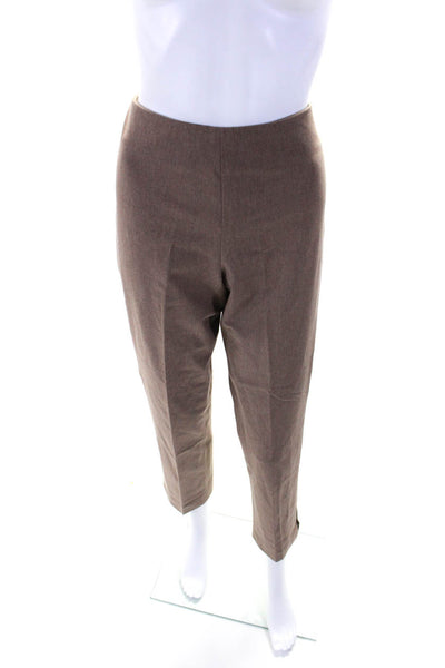 Leggiadro Womens Stretch Cotton Zip Up High Rise Slim Cut Pants Brown Size 8