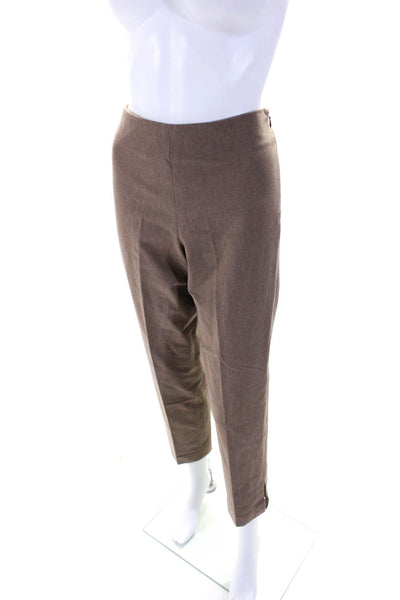 Leggiadro Womens Stretch Cotton Zip Up High Rise Slim Cut Pants Brown Size 8