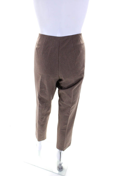 Leggiadro Womens Stretch Cotton Zip Up High Rise Slim Cut Pants Brown Size 8