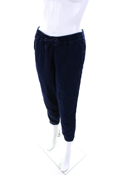 Point Sur Womens Elastic Drawstring Waist High Rise Crop Pants Navy Size 4