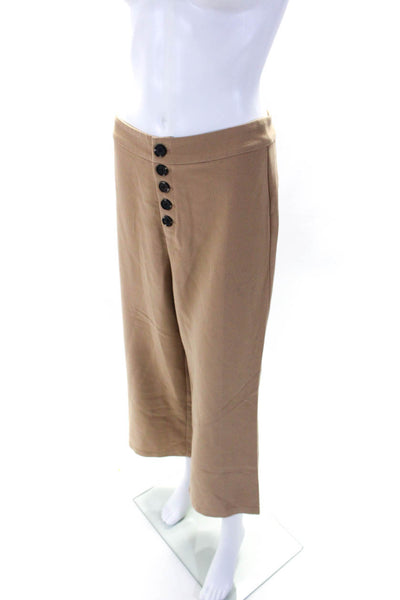 Cupcakes And Cashmere Womens Button Fly Mid Rise Straight Leg Pants Tan Size 4