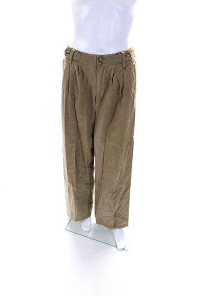 Madewell Womens Woven Pleated Front High Rise Wide Leg Pants Light Brown Size 2