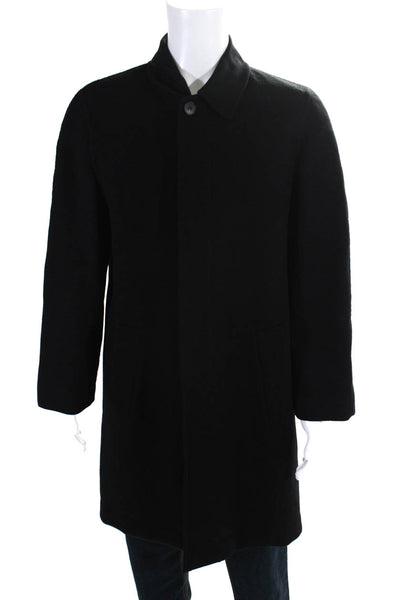 Tse Mens Long Sleeve Three Button Collared Coat Black Cashmere Size Large