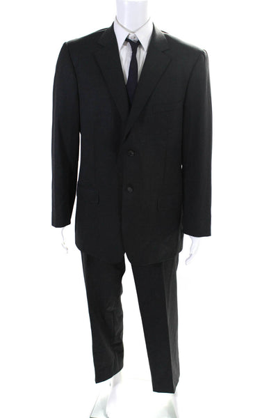 Gucci Mens Two Button Notched Lapel Pleated Suit Dark Gray Wool Size IT 54