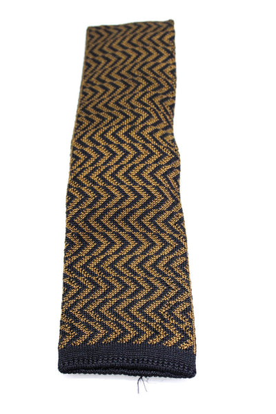 Missoni Cravatte Mens Classic Width Silk Knit Chevron Striped Tie Brown Navy