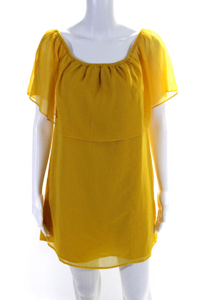 BB Dakota Women's Off The Shoulder Ruffle A-Line Mini Dress Yellow Size S