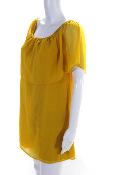 BB Dakota Women's Off The Shoulder Ruffle A-Line Mini Dress Yellow Size S