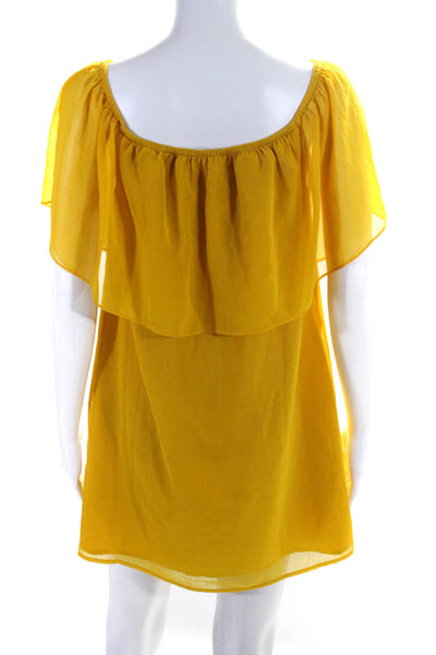 BB Dakota Women's Off The Shoulder Ruffle A-Line Mini Dress Yellow Size S