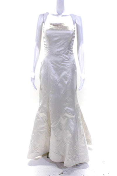 Vera Wang Womens Silk Charmeuse Flared Hem Strapless Wedding Gown White Size 6