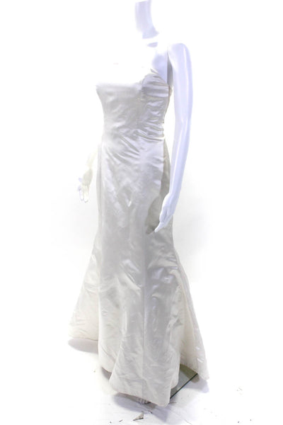 Vera Wang Womens Silk Charmeuse Flared Hem Strapless Wedding Gown White Size 6