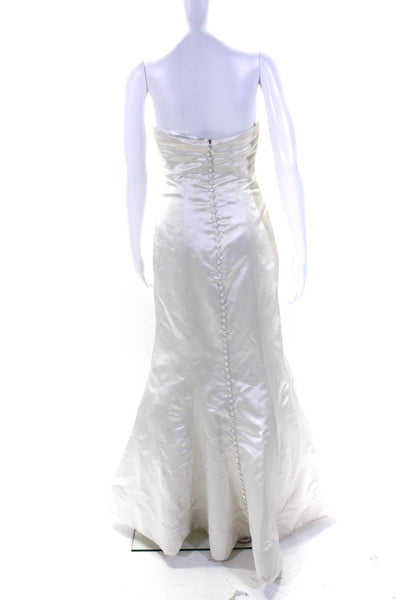 Vera Wang Womens Silk Charmeuse Flared Hem Strapless Wedding Gown White Size 6