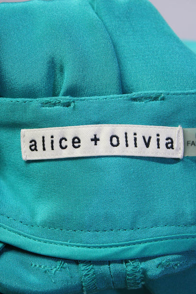 Alice + Olivia Women's Hook Closure Flat Front Dress Short Green Size 2