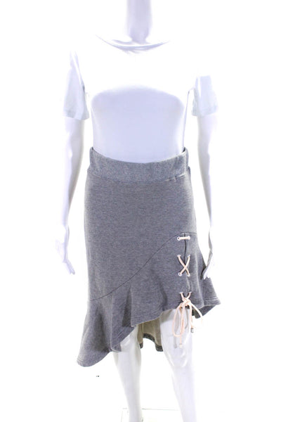 Jonathan Simkhai Women's Crewneck Lace up Two Piece Skirt Set Gray Size XS