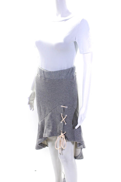 Jonathan Simkhai Women's Crewneck Lace up Two Piece Skirt Set Gray Size XS