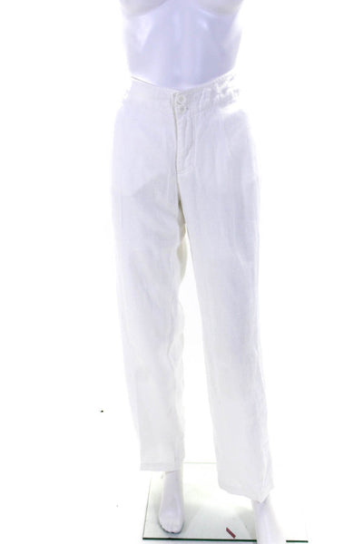 Eileen Fisher Womens Buttoned Zipped Straight Leg Slip-On Pants White Size XS