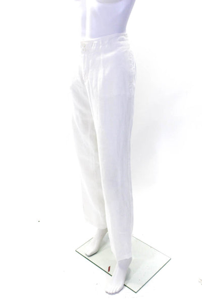 Eileen Fisher Womens Buttoned Zipped Straight Leg Slip-On Pants White Size XS