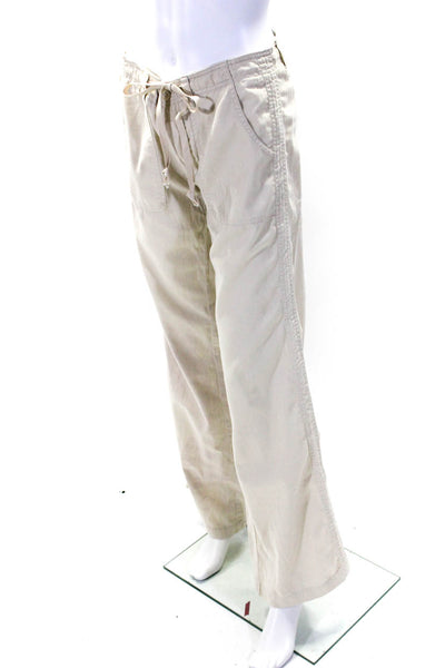 Joie Womens Cotton Buttoned Drawstring Tied Straight Leg Pants Beige Size 4