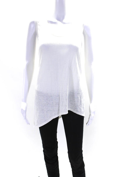 Eileen Fisher Womens Linen Round Neck Sleeveless Pullover Tank Top White Size XS