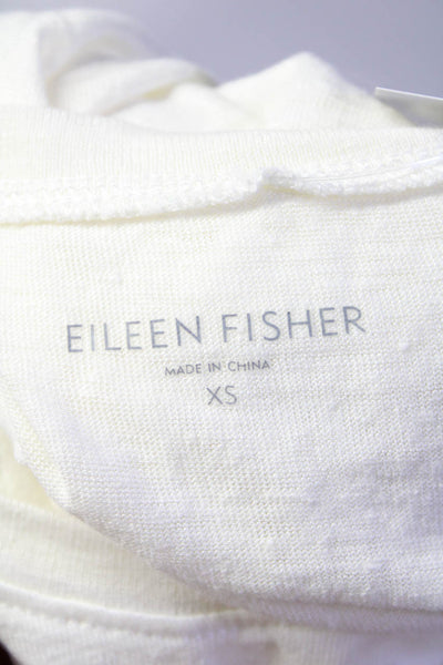 Eileen Fisher Womens Linen Round Neck Sleeveless Pullover Tank Top White Size XS