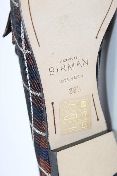 Alexandre Birman Womens Plaid Round Toe Loafers Flats Orange Size 36.5 6.5