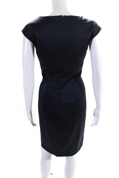 London Times Womens Square Neck Sleeveless Zip Up Midi Dress Navy Size 8