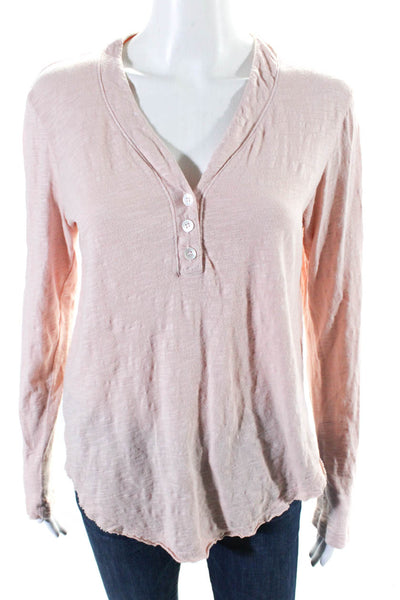 Wilt Women's V-Neck Long Sleeves Casual Basic T-Shirt Light Pink Size XS