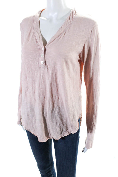 Wilt Women's V-Neck Long Sleeves Casual Basic T-Shirt Light Pink Size XS