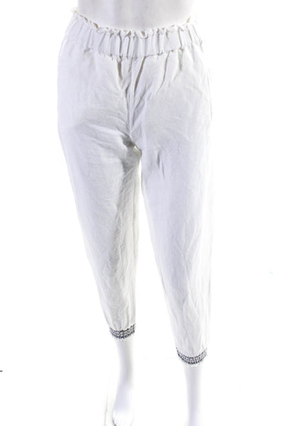 Something Navy Women's Elastic Waist Tapered Leg Jogger Pant White Size XXS