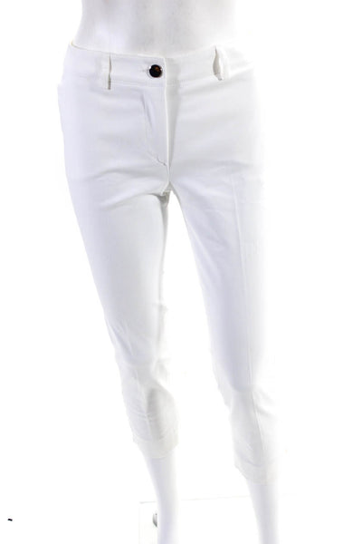 529 Women's Button Closure Flat Front Straight Leg Dress Pant White Size 36