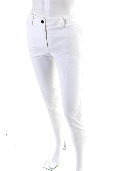 529 Women's Button Closure Flat Front Straight Leg Dress Pant White Size 36