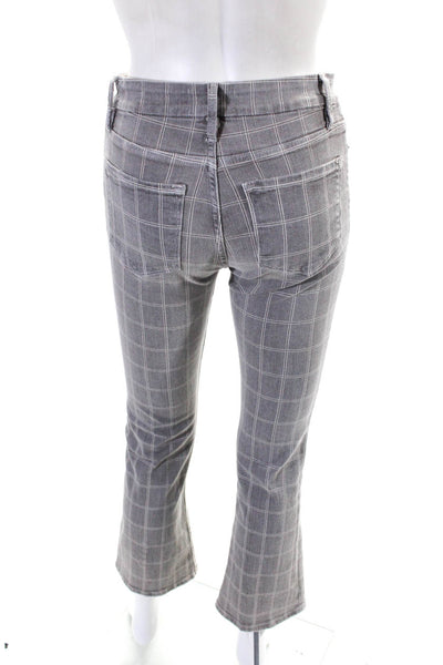 Frame Women's Button Closure Five Pockets Straight Leg Plaid Pant Gray Size 25