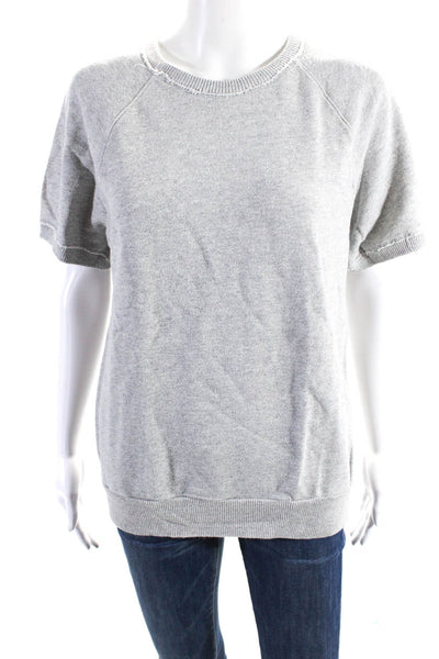 AG Adriano Goldschmied Womens Cotton Short Sleeve Ribbed Trim Top Gray Size M