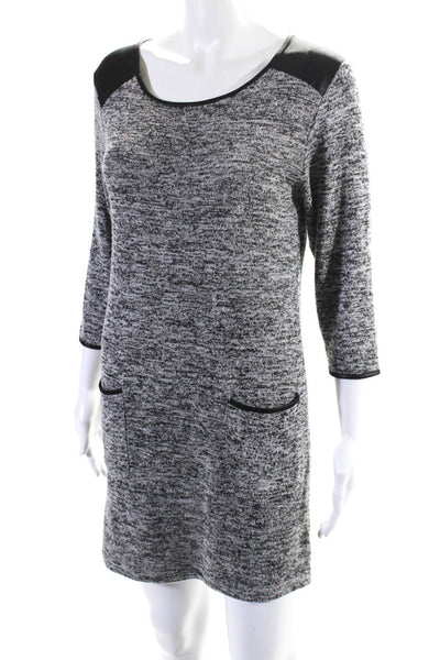 RD Style Womens Long Sleeve Contrast Trim Knee Length Knit Dress Gray Size S