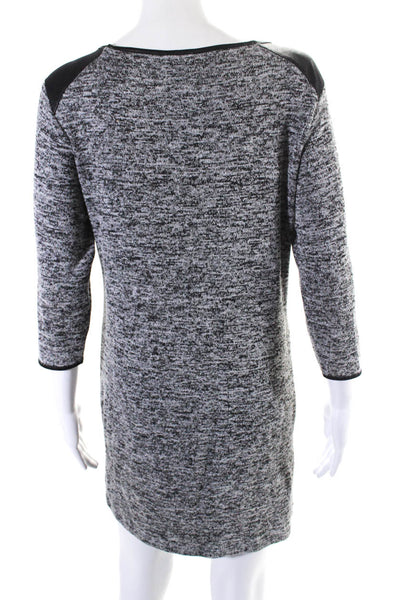 RD Style Womens Long Sleeve Contrast Trim Knee Length Knit Dress Gray Size S