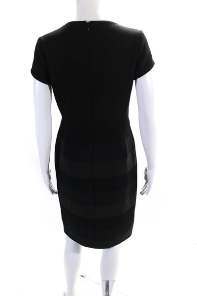 Gerard Darel Womens Striped Short Sleeves V Neck Pencil Dress Black Size EUR 38