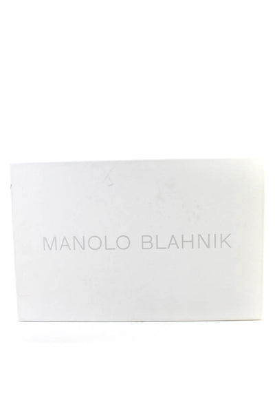 Manolo Blahnik Womens Suede Ankle Strap Sandal Heels Beige Red Size 39.5 9.5