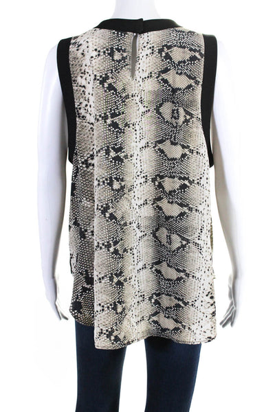 Elizabeth and James Womens Silk Animal Print Tank Top Blouse Beige Size L