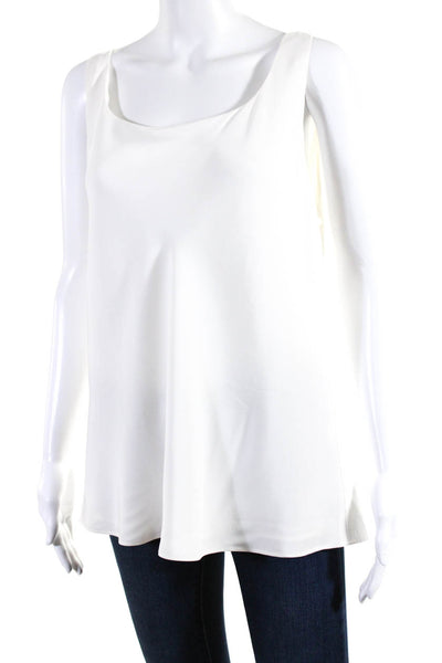 Lafayette 148 New York Womens Silk Round Neck Sleeveless Tank Top White Size 14