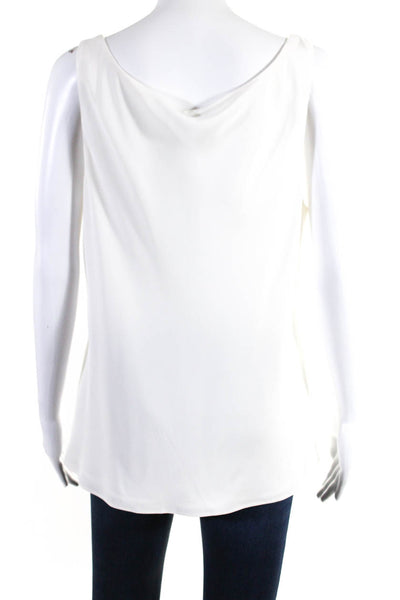 Lafayette 148 New York Womens Silk Round Neck Sleeveless Tank Top White Size 14