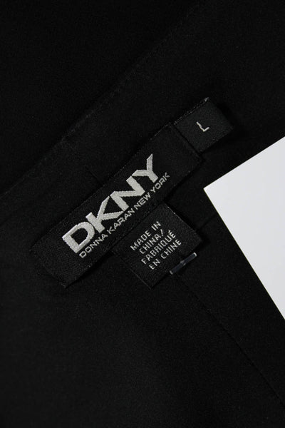 DKNY Womens Round Neck Long Sleeve Pullover  Knee Length Dress Black Size L