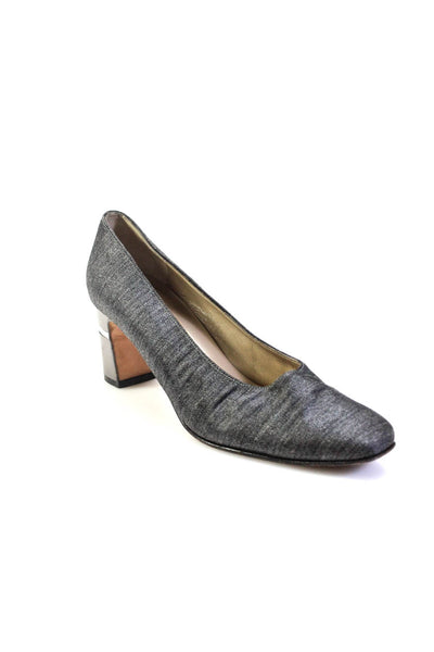 Salvatore Ferragamo Womens Gray Silver Block Heels Pumps Shoes Size 6.5B