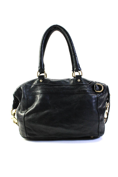 Rebecca Minkoff Womens Black Leather Zip Large Top Handle Satchel Bag Handbag