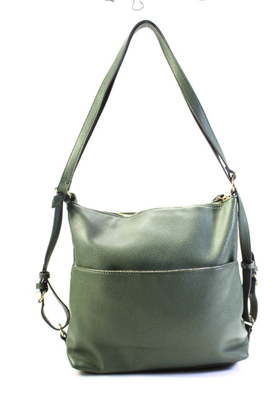 Nanette Lepore Womens Green Front Pockets Zip Medium Satchel Bag Handbag