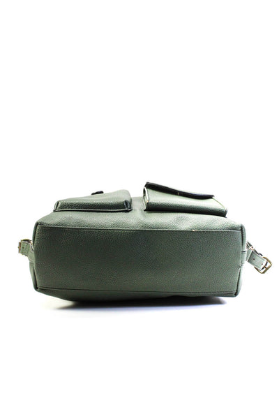 Nanette Lepore Womens Green Front Pockets Zip Medium Satchel Bag Handbag