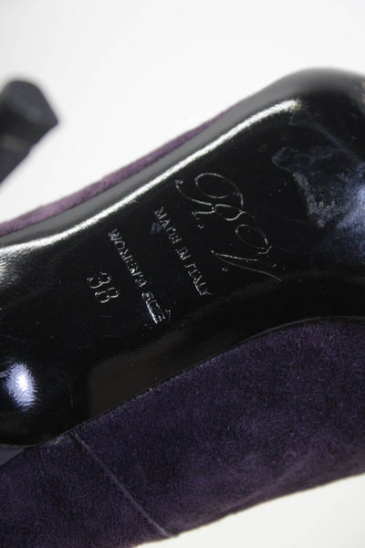 Roger Vivier Womens Slip On Round Toe Stiletto Pumps Purple Suede Size 38 8